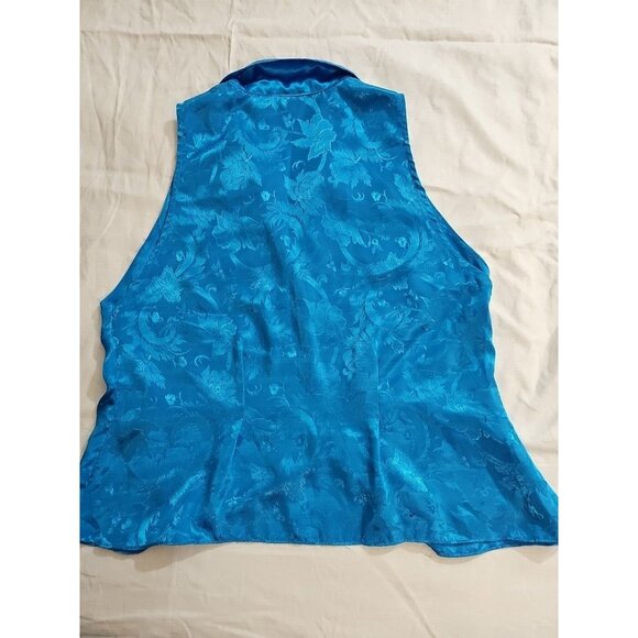 Vintage Victoria's Secret Blue Satin Pajama Lounge Shorts Vest Top size L - Picture 7 of 7